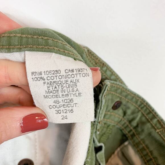 JOIE army green flared jeans 100% cotton low rise y2k millennial 90s 2479 - Picture 5 of 7